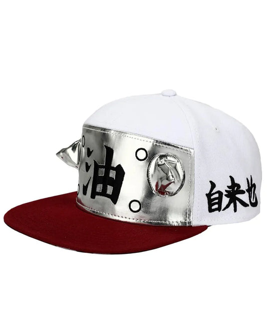 Naruto Shippuden Jiraiya Sage Cosplay Snapback Hat - White